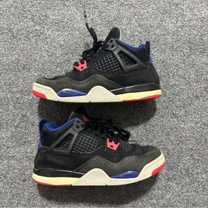 Size 2 - Air Jordan 4 Retro Rare Air Boys Basketball Shoes Black Red Blue